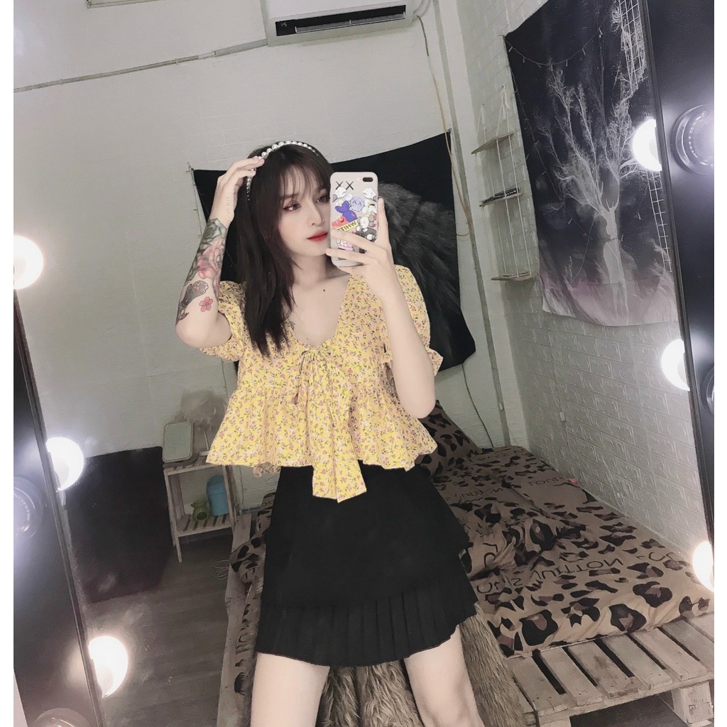 áo hoa bbd nơ ngực ảnh thật xinh xinh