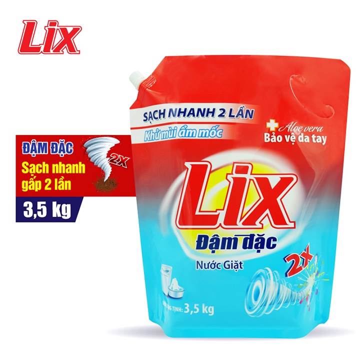 Túi Nước Giặt Lix Đậm Đặc Hương Hoa 3.5Kg - Tẩy Sạch Vết Bẩn Cực Mạnh