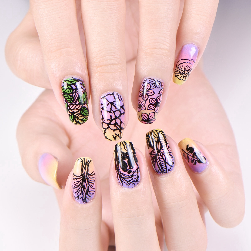 (Hàng Mới Về) Khuôn Trang Trí Móng Tay Họa Tiết Hoa Lá Đẹp Mắt Beautybigbang