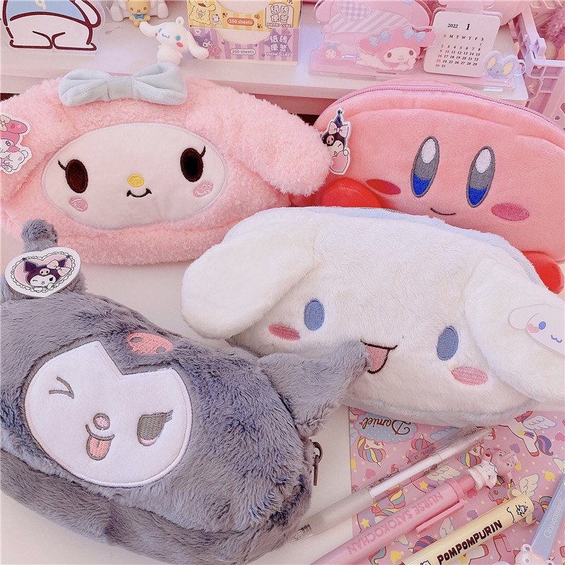 Túi Đựng Bút Hình Búp Bê Nhồi Bông My Melody Kuromi Kirby Dễ Thương