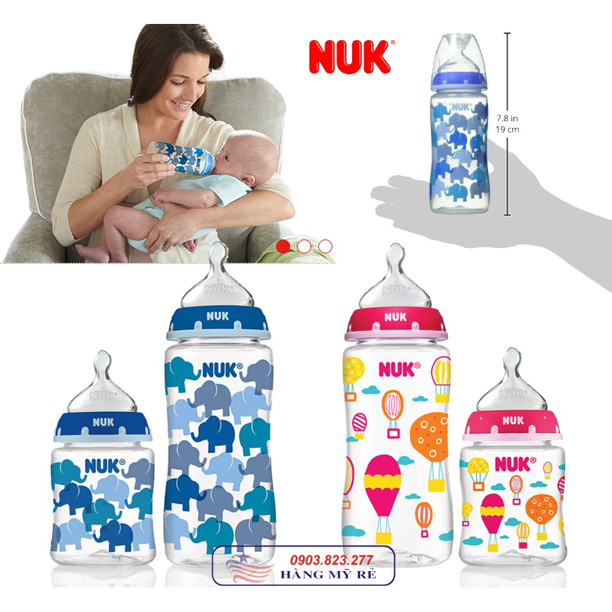 Bình Sữa Cổ Rộng Nuk (Hàng Mỹ xách tay)