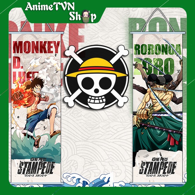 Poster vải lụa tranh lụa treo tường hình Anime Manga - One Piece - Đảo hải tặc Size 30x70cm