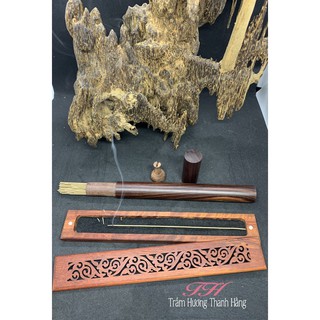 Combo nhang trầm không tăm ( nhang không tăm + ống gỗ đựng nhang + máng đốt nhang)