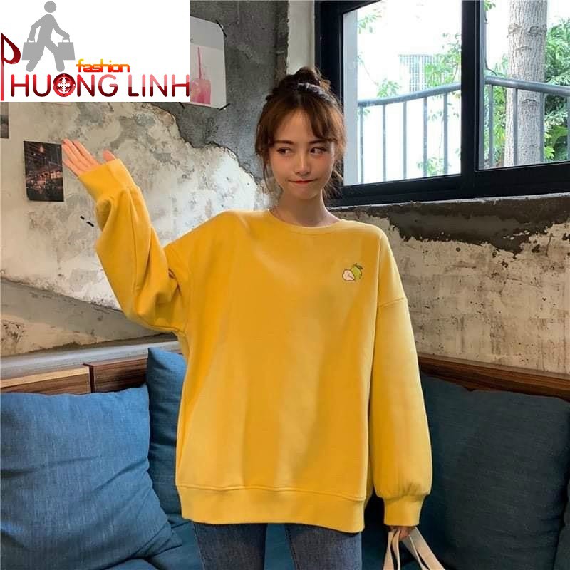 Áo nỉ cổ tròn sweater unisex thêu hình trái cây siêu hot - Trang phục thu đông - Áo nỉ mùa lạnh | BigBuy360 - bigbuy360.vn
