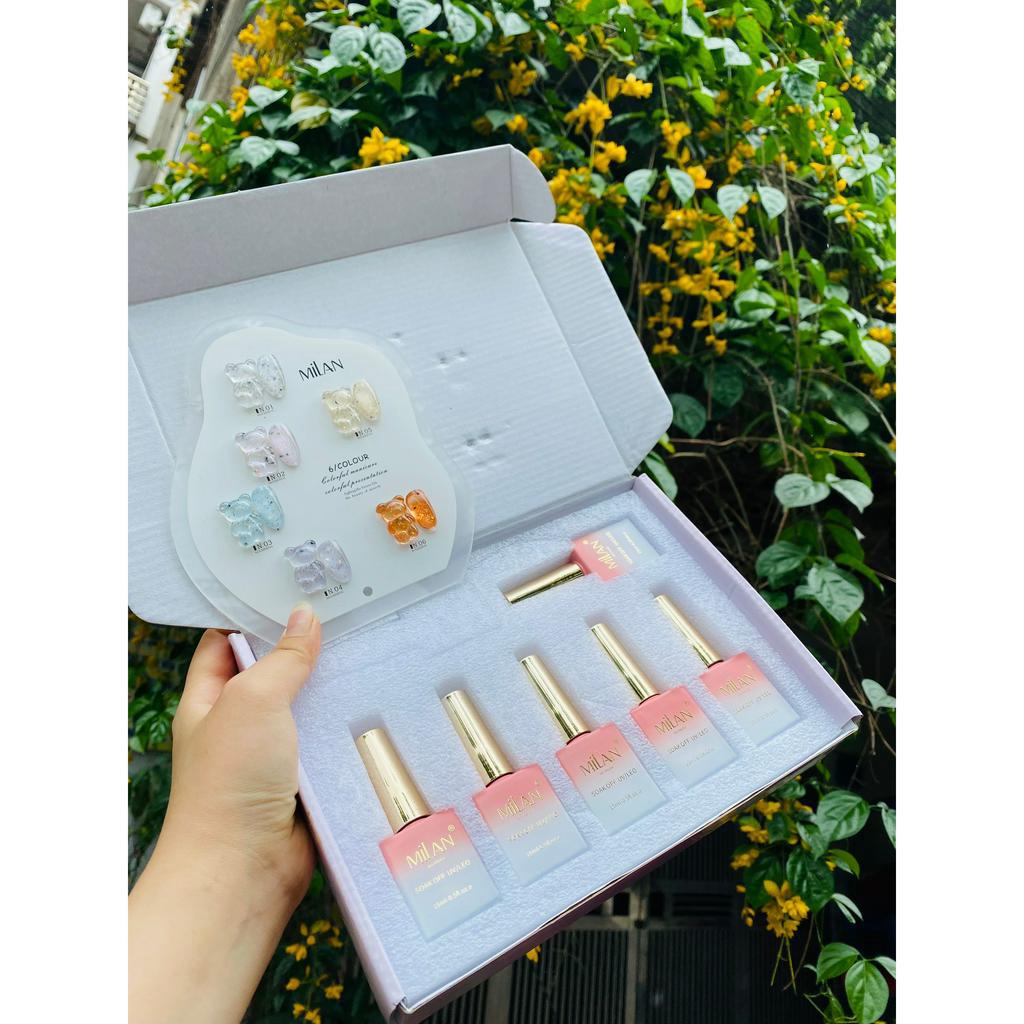 Sét sơn nhũ cát sơn ngũ cốc 6 màu tặng bảng màu