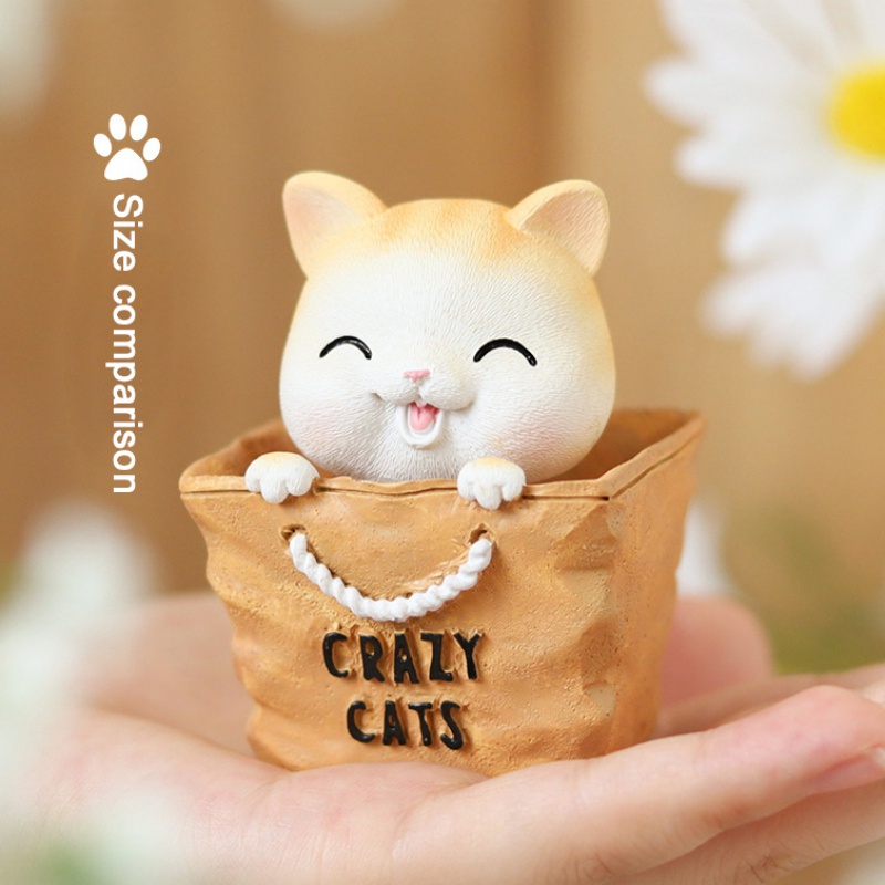 Mô Hình Chú Mèo Lắc Đầu Bằng Nhựa Resin Dễ Thương Trang Trí Nội Thất Xe Hơi