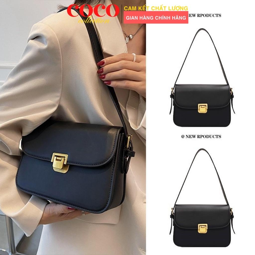 Túi xách nữ khoá gập da trơn dáng vuông thời trang kẹp nách cao cấp đi làm đi chơi, túi đeo chéo nữ TX045429 Coco Store