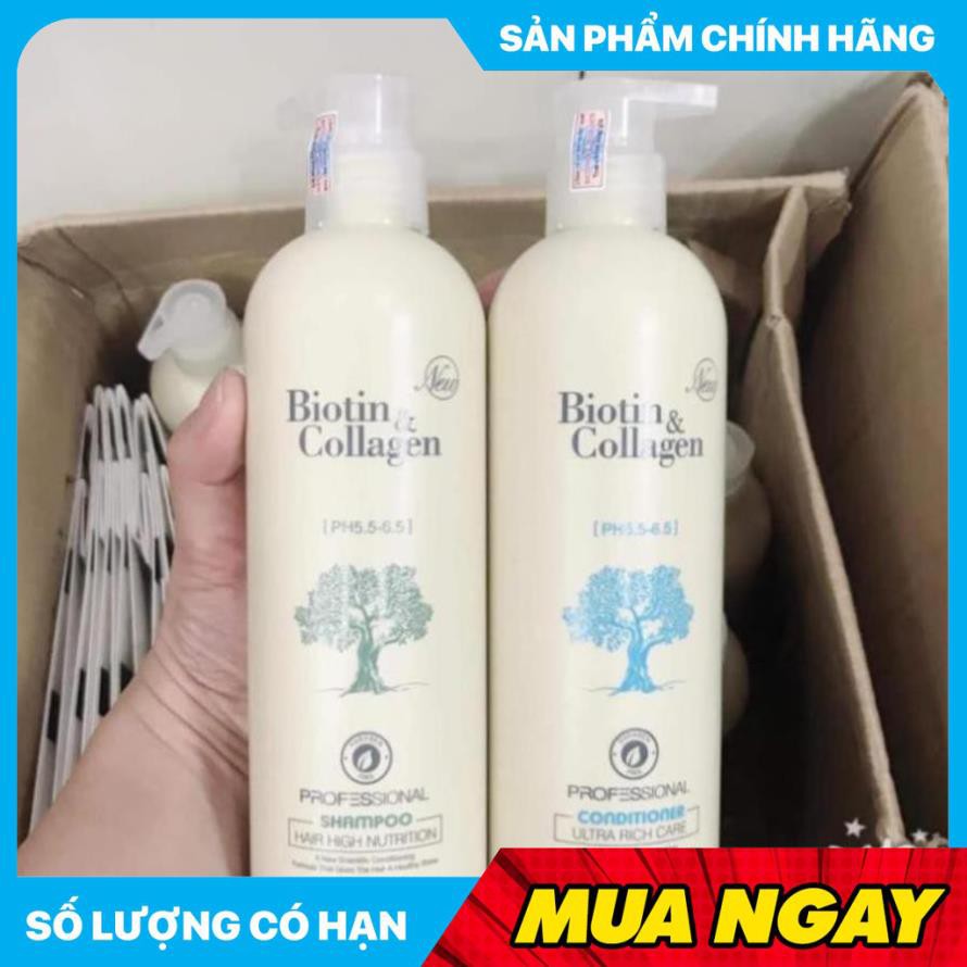 Cặp 2 chai Dầu gội xả phục hồi và kích thích mọc tóc Biotin Collagen