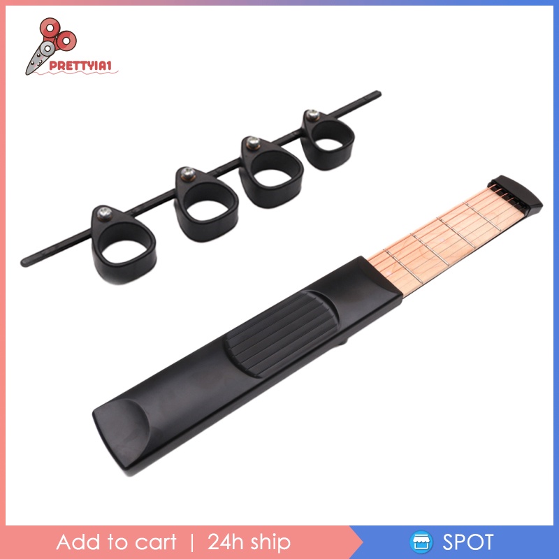 Dụng Cụ Luyện Tập Ngón Tay Đàn Guitar Prettyia1 6 Phím Màu Đen Cho Người Mới Bắt Đầu
