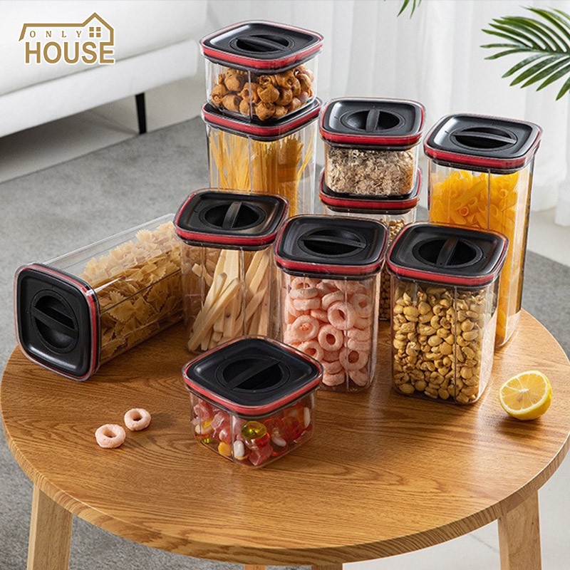 ONLY HOUSE Hộp Đựng Thức Ăn Khô / Trái Cây Hình Vuông Kín Khí Trong Suốt