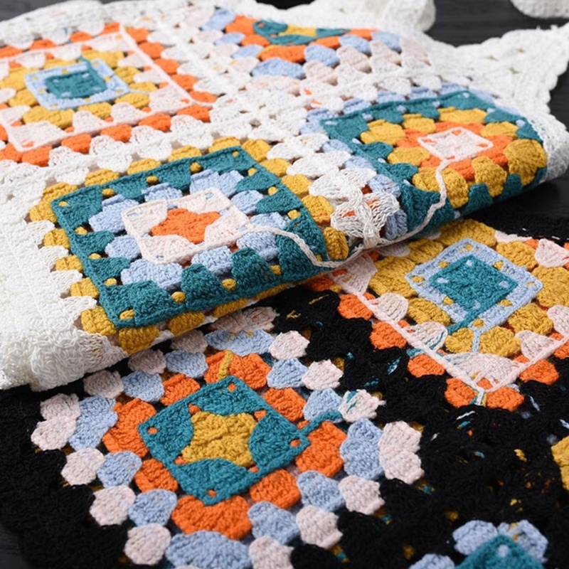 Brroa Áo Croptop Hai Dây Dệt Kim Họa Tiết Kẻ Sọc Vuông / Vuông Màu Cầu Vồng Thời Trang Đi Biển Cho Nữ