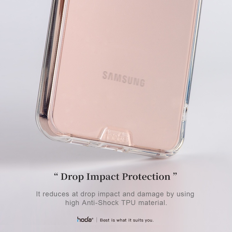 Ốp lưng nhựa cứng trong suốt Crystal Pro HODA chống sốc cho Samsung Galaxy S22 Plus/S22 Ultra