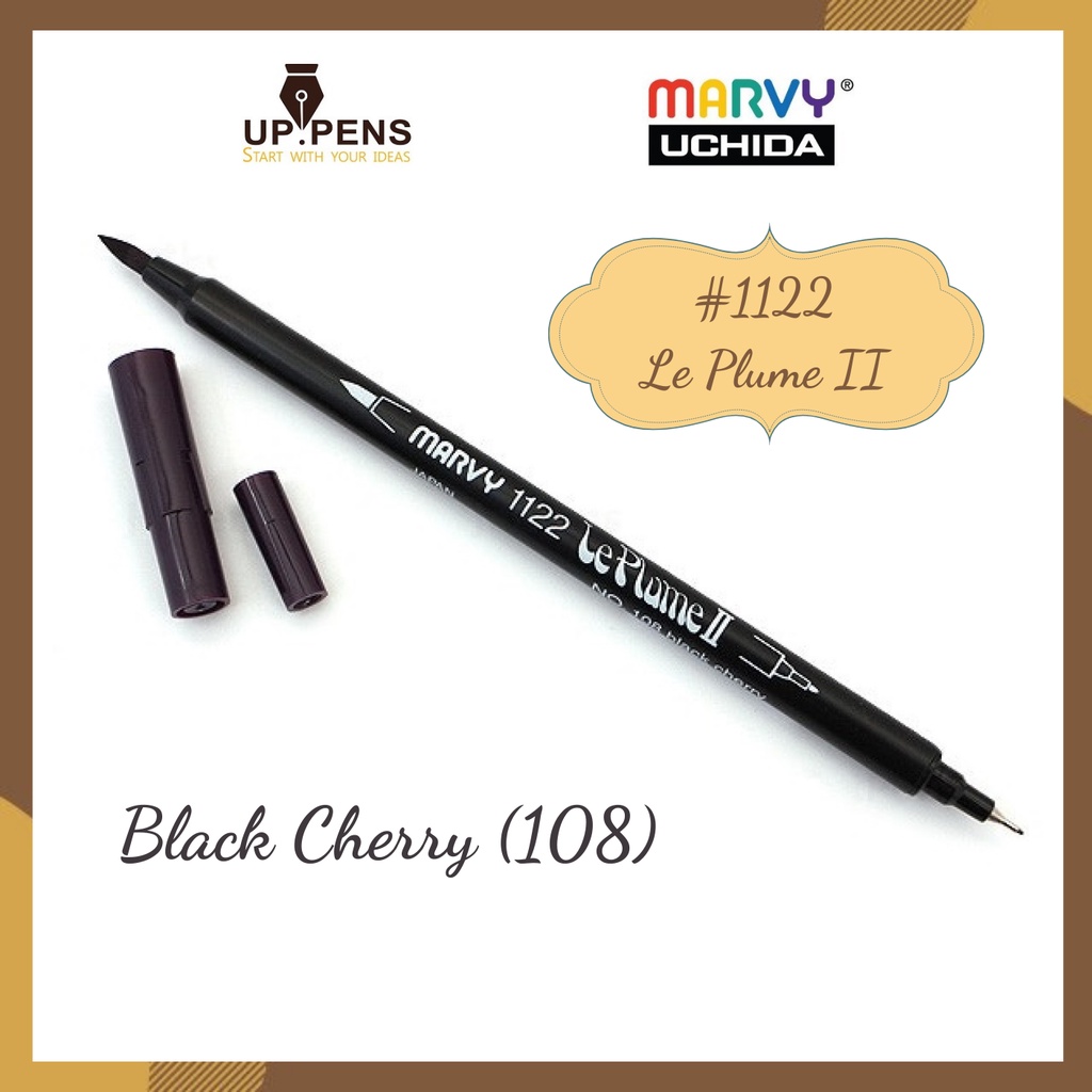 Bút lông đầu cọ viết calligraphy Marvy Le Plume II Double-Sided Watercolor Marker - Màu đen nâu (Black Cherry - 108)