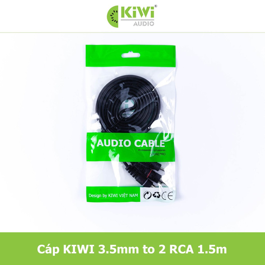 Dây audio Kiwi cao cấp 3.5 ra 2 AV hoa sen bằng đồng