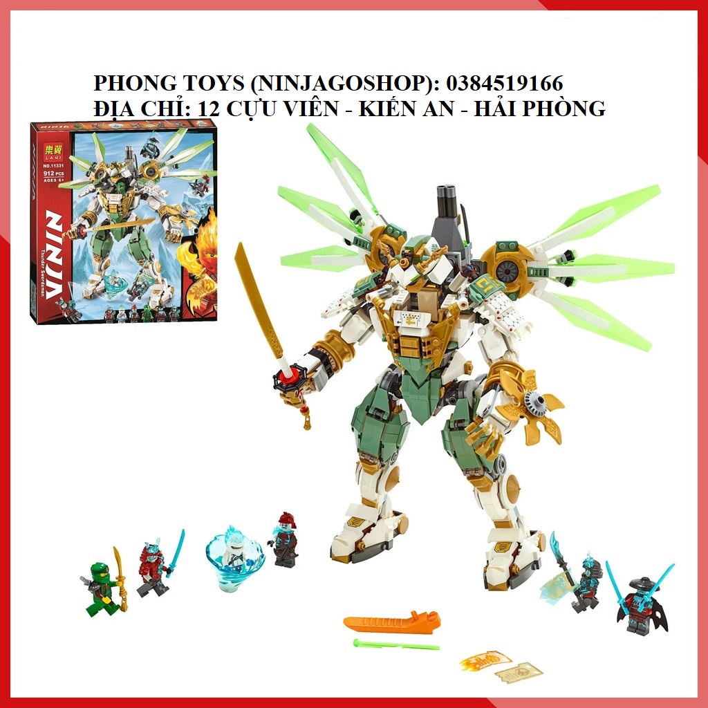 Lắp ráp xếp hình Lego Bela Lari 11331 : Người Máy Samurai của Lloyd -Titan Mech Ninjago 912 mảnh