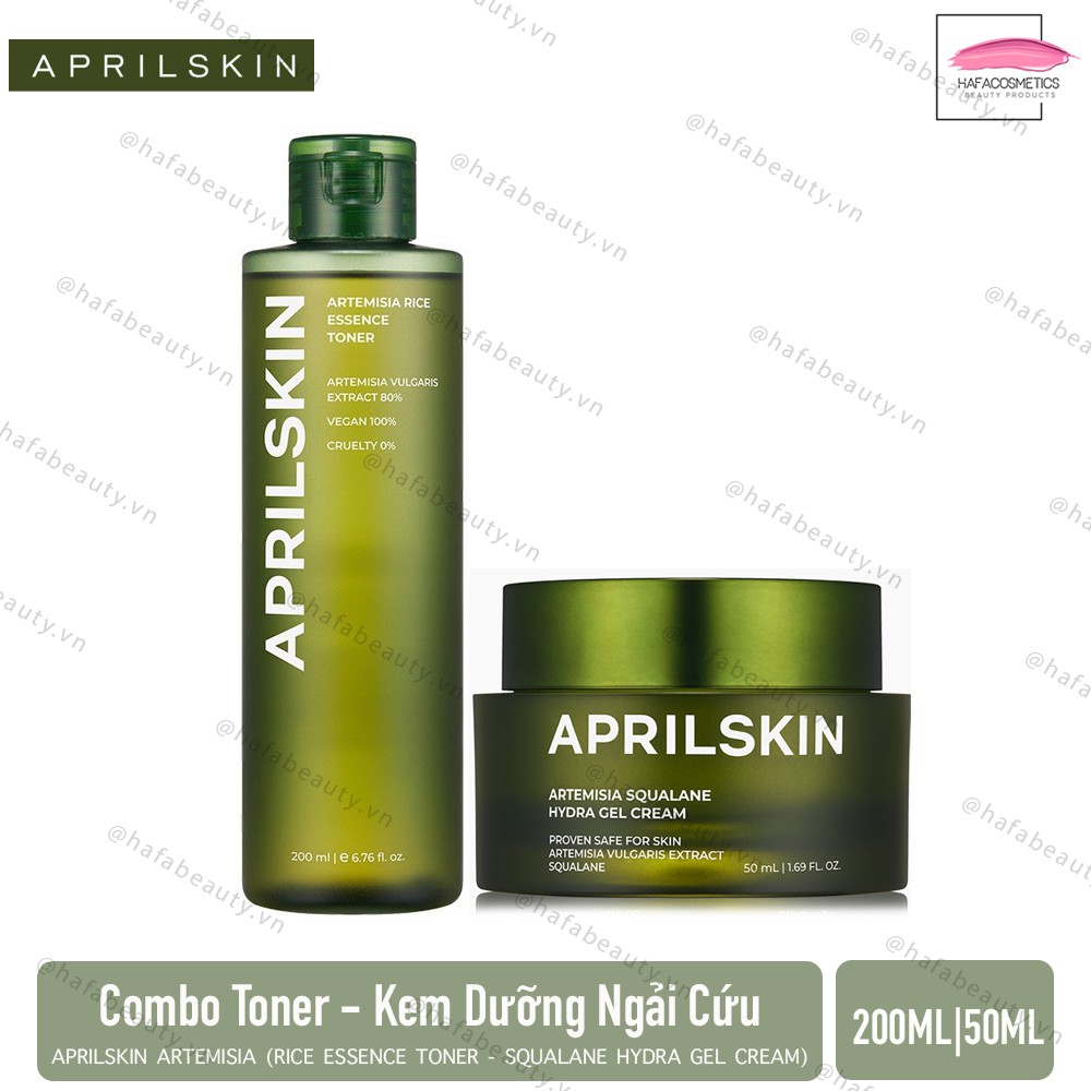 Bộ Toner - Kem Dưỡng Ngải Cứu Dịu Nhẹ Phục Hồi Da Aprilskin Artemisia (Rice Toner 200ml - Hydra Gel Cream 50ml)