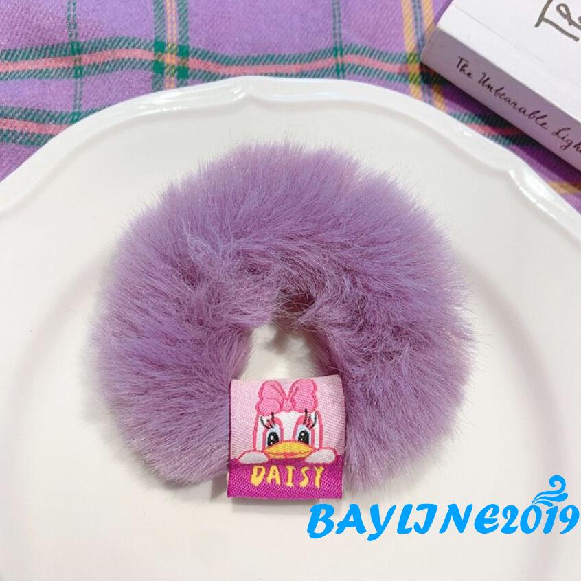 Dây buộc tóc lông xù thêu họa tiết nhân vật hoạt hình dễ thương cho nữ