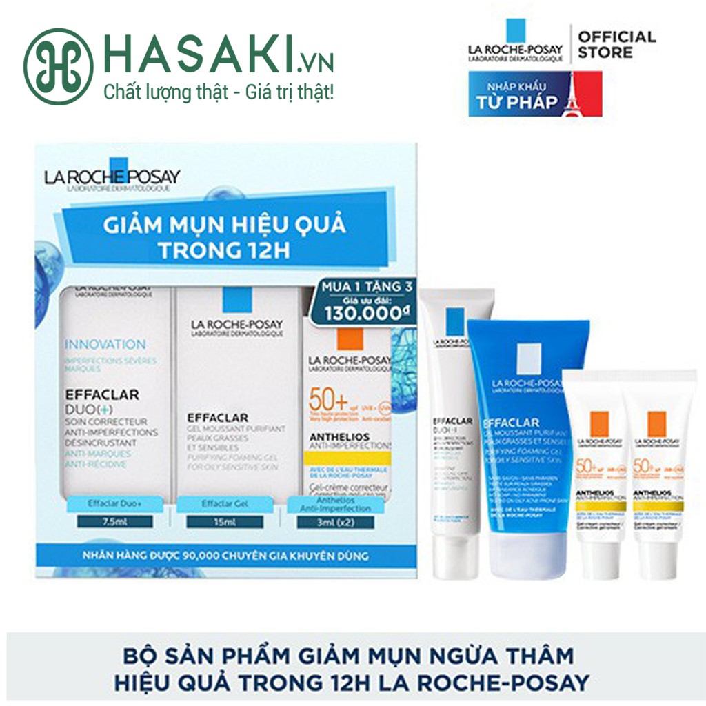 Bộ Sản Phẩm Dưỡng Giảm Mụn, Ngừa Thâm La Roche Posay 4 Món