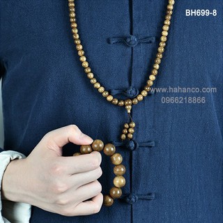 Tràng chuỗi vòng tay/cổ - 8ly - 108 hạt gỗ trầm hương -trầm tốc việt hahanco