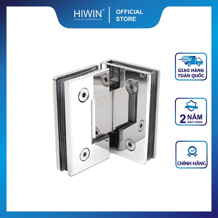 Bản lề phòng tắm kính 90 độ kính kính cạnh thẳng chất liệu inox 304 mặt gương HIWIN HG-009A (dày 5mm)