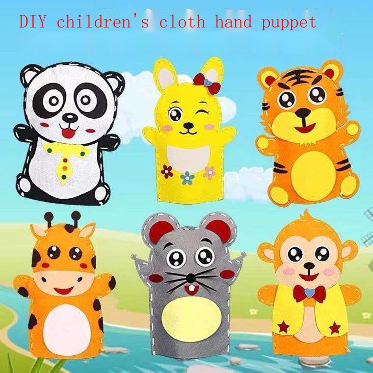 Găng Tay Con Rối Bằng Vải Không Dệt Hình Động Vật Dễ Thương Cho Bé