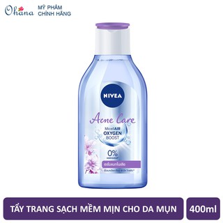 Nước Tẩy Trang Không Cồn, Chăm Sóc Da Mụn Nivea Acne Care Micellar Water 400ml - Tím