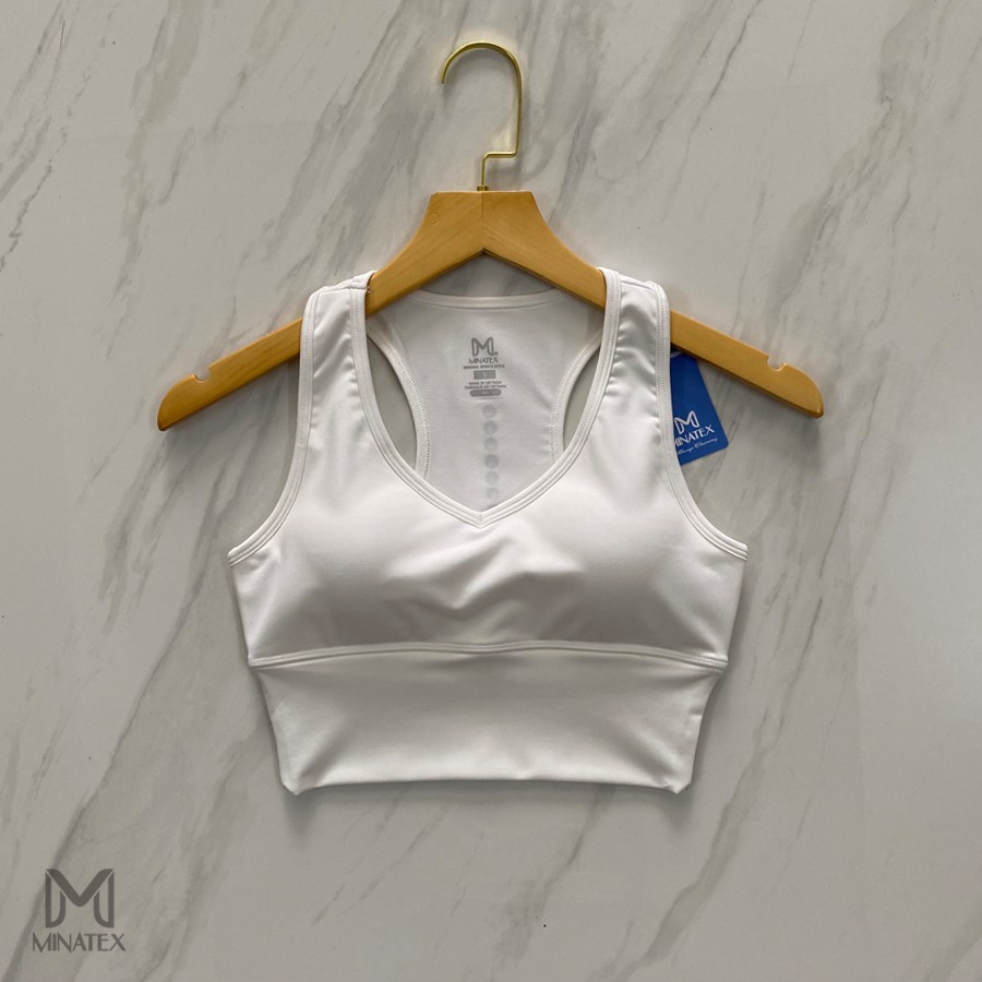 Áo bra thể thao cổ tim đai bo xiết eo kèm mút ngực, tập gym, yoga, earobic, chạy bộ