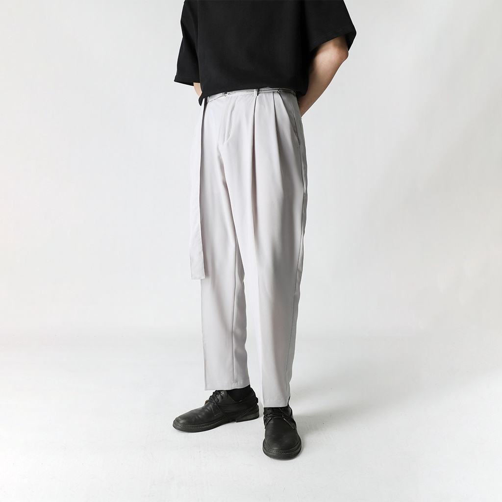 Quần baggy nam ống rộng cạp cao kèm đai ANYOUNG, Quần tây baggy nam kiểu dáng hàn quốc QD39