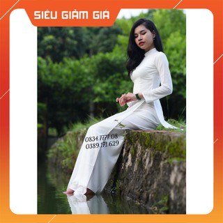[BÃO SALE] Áo dài lụa nhật trơn cổ cao 2,5 phân đẹp, giá rẻ