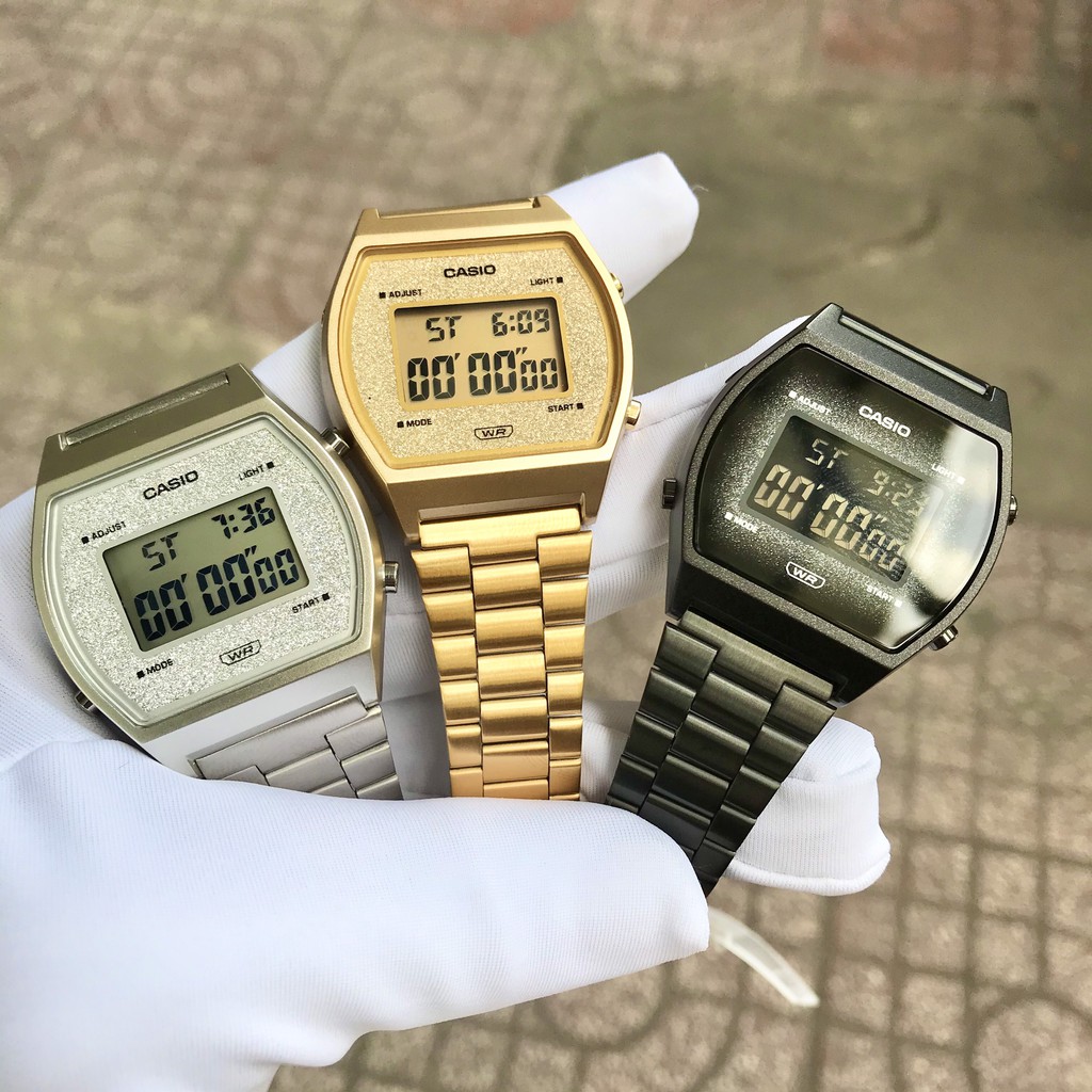 Đồng Hồ Casio Điện Tử - Nữ - B640WDG-7DF Dây Kim Loại Mạ Bạc - Mặt Đồng Hồ Thiết Kế Lấp Lánh