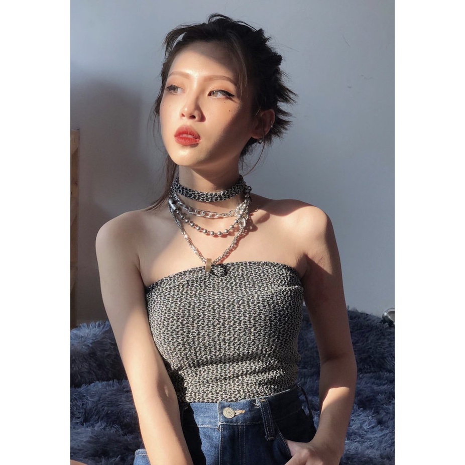 Áo Ống Kèm Choker Họa Tiết Độc Đáo Cá Tính Quyến Rũ - "CHỈ TỪ 99K"