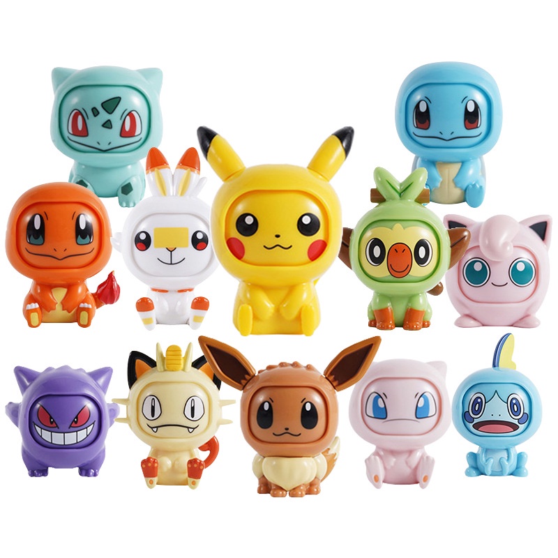Búp bê thay đổi khuôn mặt Pokemon Pokeball Pikachu eeveelution Charmander Bulbasaur Mew nhân vật hành động