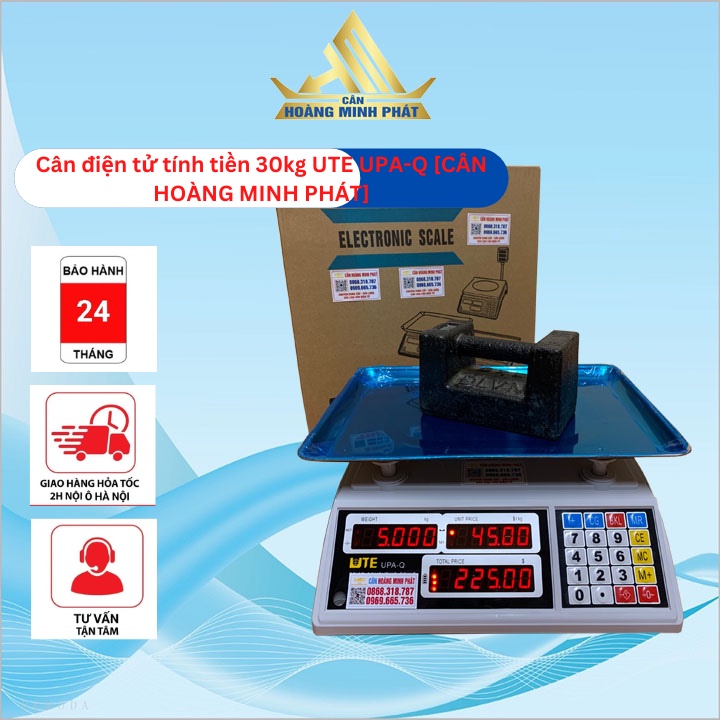 Cân Điện Tử Tính Tiền - Bán Trái Cây, Thực Phẩm ở Chợ Siêu Thị - 30kg/5g UTE UPA - Q ĐÀI LOAN. BH 2NĂM