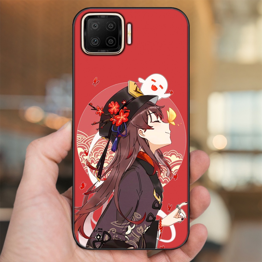 Ốp lưng Oppo A73, A93 4G viền đen in hình Hutao Genshin Impact