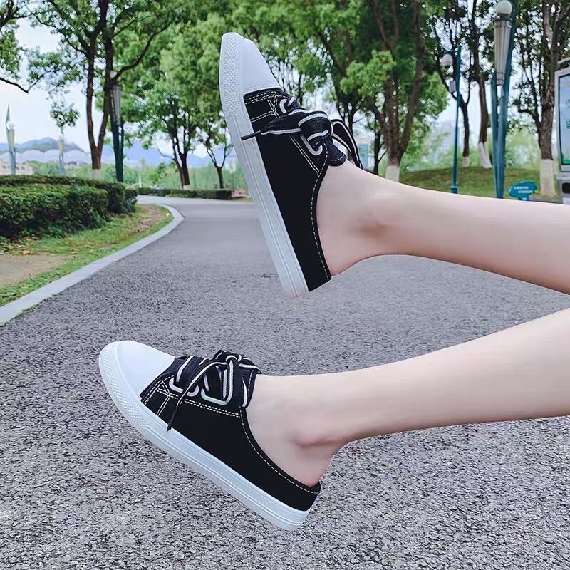 Giày sục vải đan dây thắt nơ siêu rẻ siêu xinh