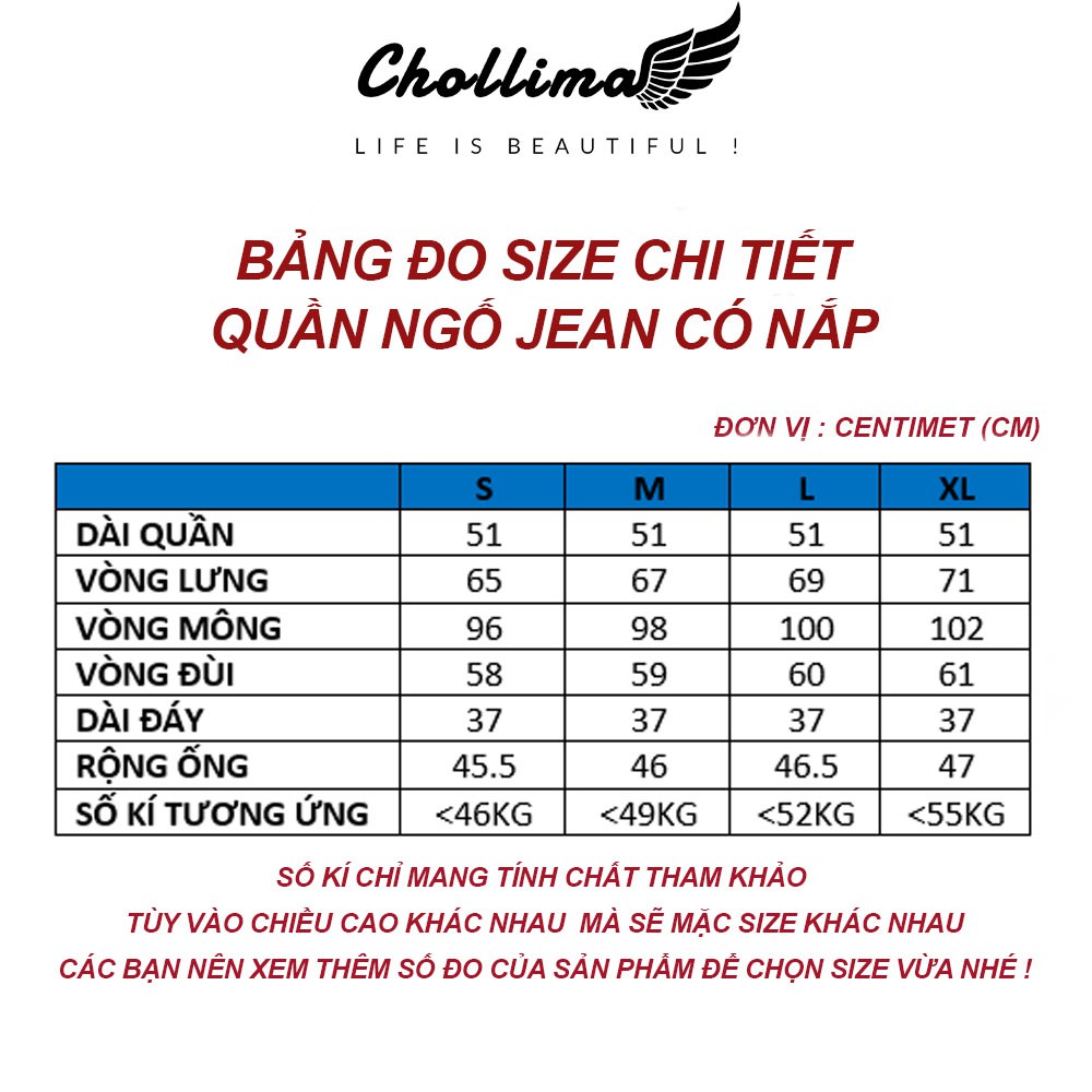 Quần ngố jeans nữ Chollima đắp túi nhỏ có nắp tua lai phong cách trẻ trung sành điệu QS023