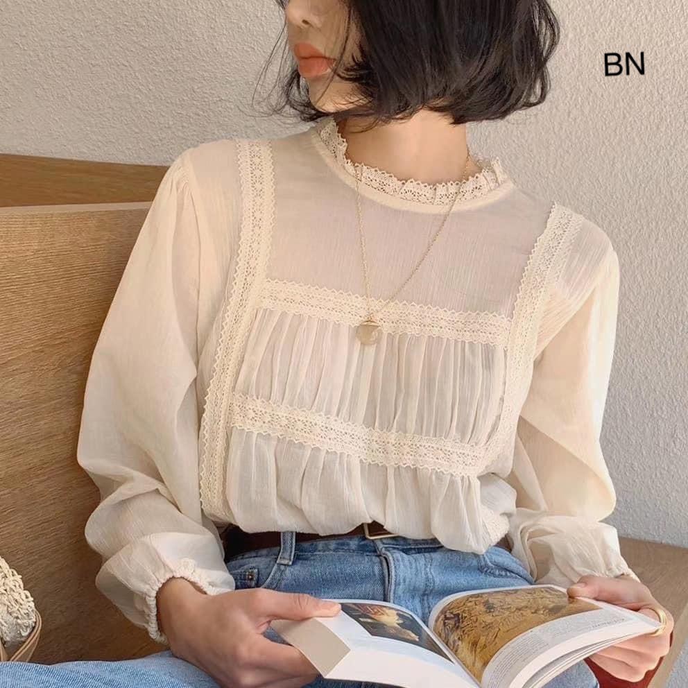 Áo kiểu nữ tơ ren dài tay
