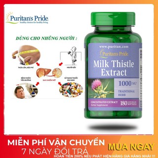 Viên uống bổ gan, giải độc gan, tăng cường chức năng gan Puritan's Pride Milk Thistle Extract 1000mg