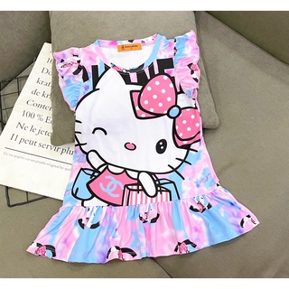 Đầm suông thun lạnh 3D cánh tiên size đại cho bé gái 25 đến 45 ký elsa pony minniee kittyy