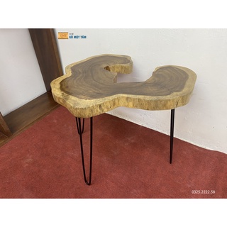 Bàn cafe gỗ tự nhiên , bàn trà gỗ tự nhiên, bàn sân vườn gỗ tự nhiên, bàn sofa tự nhiên nguyên tấm đường kính 68cm dày 5