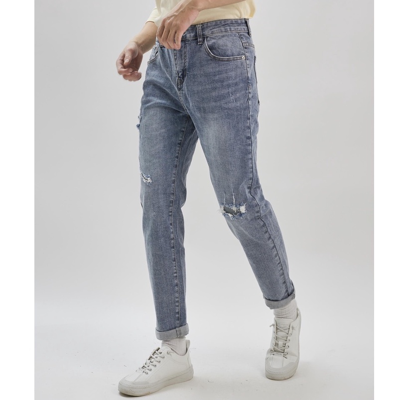 Quần jeans xanh basic thương hiệu 360 Boutique chất liệu cao cấp