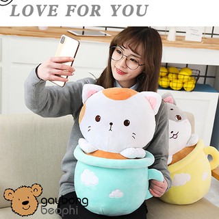 Gối Mền Mèo Cốc Cao Cấp Gấu Bông Béo Phì