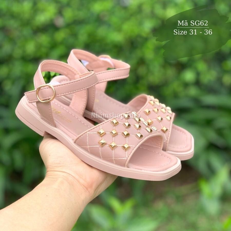 Giày sandal bé gái da cao cấp nhẹ êm thiết kế quai hậu nam đinh thời trang cho trẻ em nữ 6 - 12 tuổi đi học đi chơi SG62