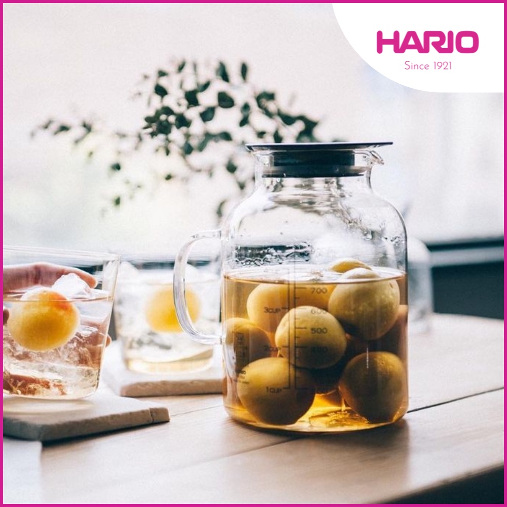 Bình detox bằng thủy tinh HARIO 1L ngâm ủ trái cây, đựng nước  - Vinegar's Fruit Pot VFP-1000-B