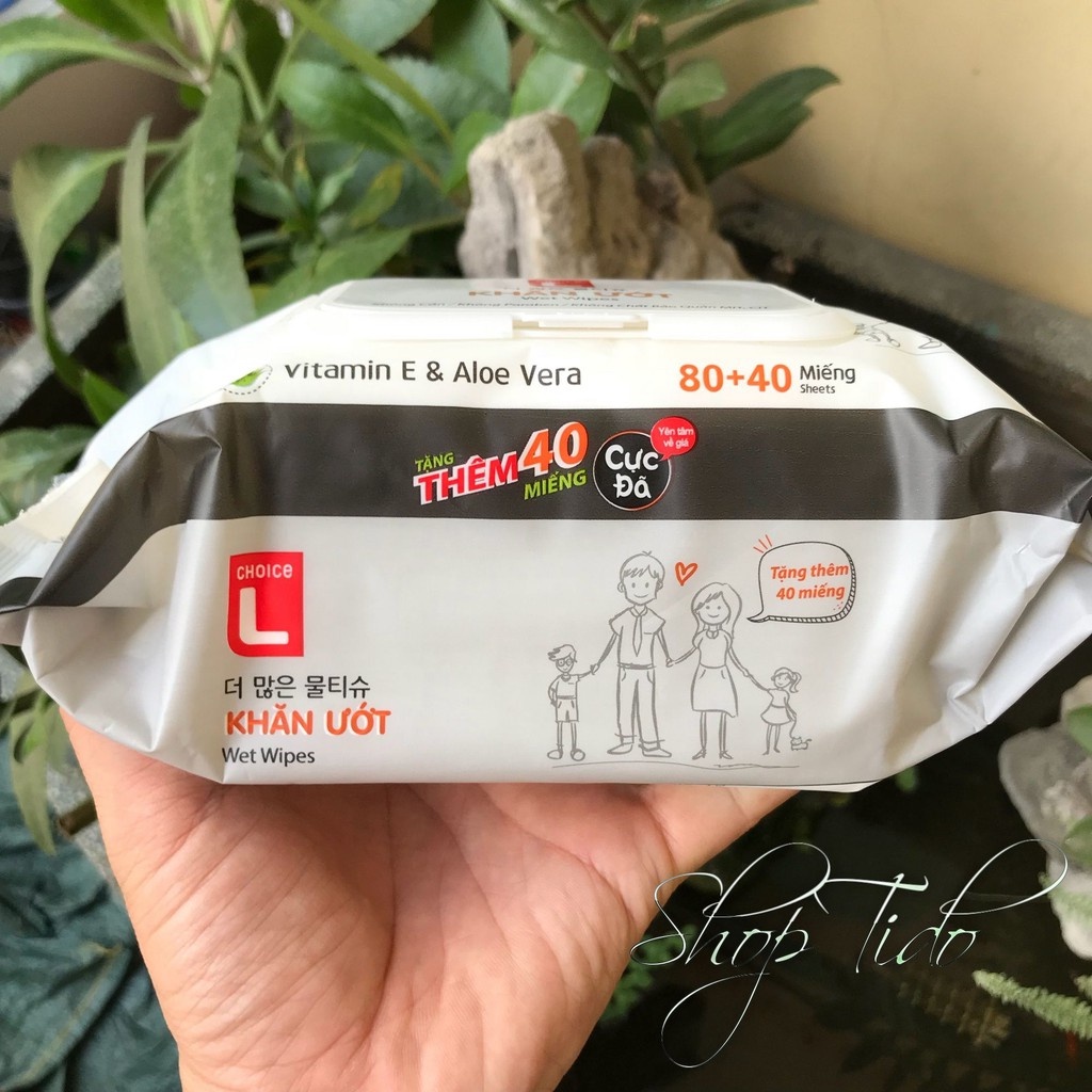 Khăn Ướt Gia Đình 120 miếng vải không dệt 15x20cm