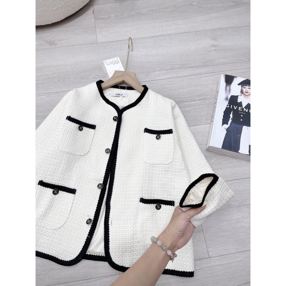 [ 𝐅𝐑𝐄𝐄 𝐒𝐇𝐈𝐏 ] ÁO KHOÁC DẠ TRẮNG CÚC ĐỒNG VIỀN MÍ DÀI TAY