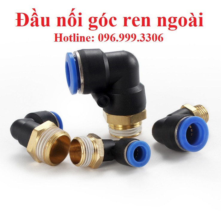 Đầu nối góc ren ngoài PL khí nén, phun sương, chịu được áp suất cao, đầy đủ kích cỡ, giá sỉ