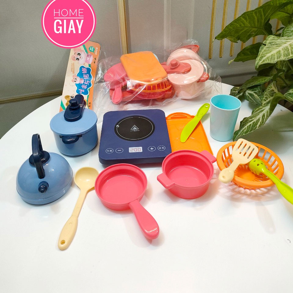 Bộ đồ chơi nấu ăn nhà bếp SHOP HOME GIAY cho bé gái nhiều chi tiết nhựa nguyên sinh an toàn