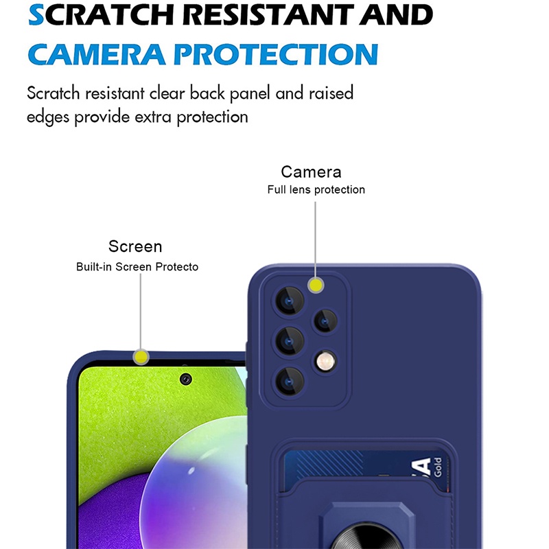 Samsung A52 5G ốp lưng Card Slot Finger Ring Holder Soft Phone Case A52 5G A52 A02s A03s A30s A50s A50 A72 5G A72 A20 A30 A53 5G A73 5G Camera Protection Anti-fall Shockproof Cases &amp; Covers With Lanyard