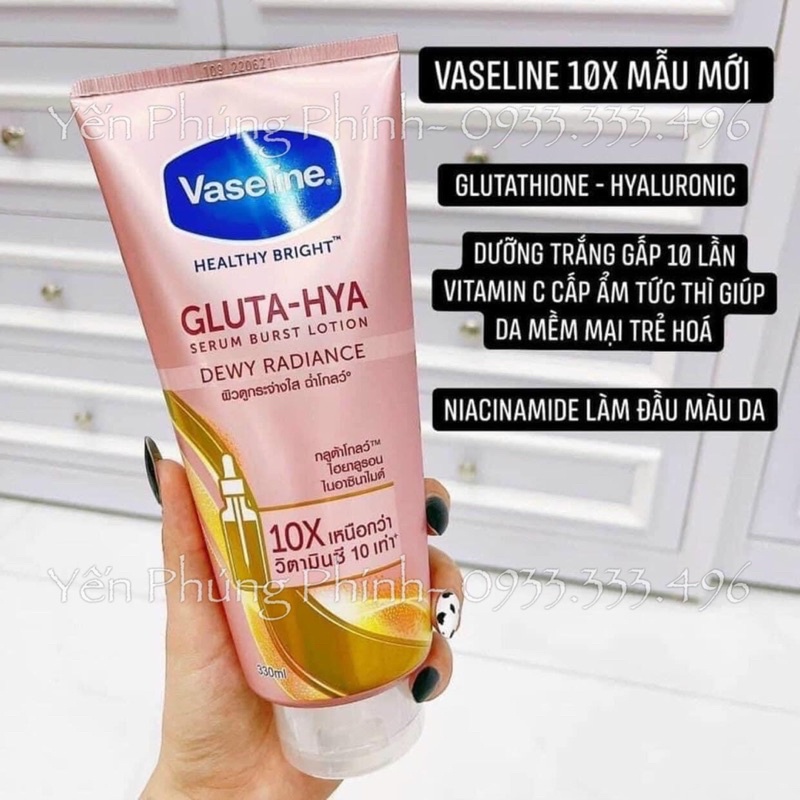 VASELINE 10X GLUTA - HYA NGÀY + ĐÊM